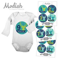 12 Monthly Baby Stickers, Deer, Antlers, Boy, Baby Belly Stickers, Monthly Onesie Stickers, First Year Stickers Months 1-12, Argyle, Teal, Lime, Blue, Navy, Woodland, Baby Boy
