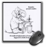 Birthday- caracature, elephant, cute, wine, age, greeting, card, quote - Mouse Pad, 8 by 8 inches (mp_78687_1)