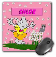3dRose LLC 8 x 8 x 0.25 Inches Chloe Decorative Name Specific Children's Art Pattern Mouse Pad (mp_48796_1)