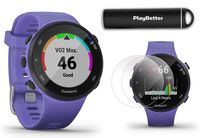 Garmin Forerunner 45S (Iris, Small) Running GPS Watch Power Bundle | +HD Screen Protectors & PlayBetter Portable Charger | Garmin Coach, Lightweight, Heart Rate, Body Battery, Smart Notifications