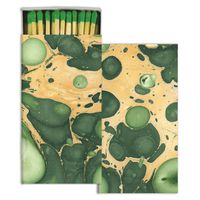 HomArt Decorative Match Boxes (Set of 12) Marbleized Paper - Green