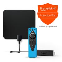 Fire TV Stick 4K + AmazonBasics HD Antenna + Protection Plan + Mission Cable Remote Cover (Blue)