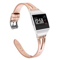 Wearlizer Compatible for Fitbit Ionic Bands Women Men, Genuine Leather Replacement Band Bracelet Compatible with Fitbit Ionic Small Large (Rosegold)