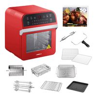 GoWISE USA GW44801 Deluxe 12.7-Quarts 15-in-1 Electric Air Fryer Oven w/Rotisserie and Dehydrator + 50 Recipes (Red)