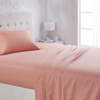 AmazonBasics Lightweight Super Soft Easy Care Microfiber Sheet Set with 16" Deep Pockets - Twin, Peachy Coral Arrows