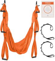UpCircleSeven Aerial Yoga Swing Set - Yoga Hammock/Sling Kit + Extension Straps & eBook - Antigravity Ceiling Hanging Yoga Sling - Inversion Swing for Beginners & Kids (Orange)