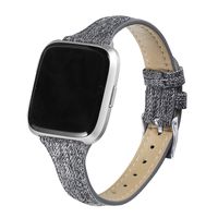 bayite Slim Woven Bands Compatible with Fitbit Versa/Versa 2 Bands, Durable Canvas Fabric Strap with Soft Leather Lining Women (5.5"-7.8"), Charcoal