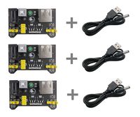 Excelity 3pcs 3.3V/5V Power Supply Module for MB102 Breadboard Arduino Kit with USB to 5.5 2.1mm Cord