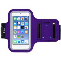 i2 Gear Running Exercise Armband Compatible with iPod Touch 7th, 6th and 5th Generation Devices with Adjustable Sport Band, Reflective Border, Touch Screen Protection and Key Holder (Purple)