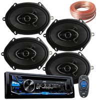 Package Bundle - JVC KD-RD87BT USB/AUX/CD Pandora USB Bluetooth Receiver With 2 Pairs of K684.S 4 6x8 Inchs 6"x8" 380W 4-Way / 4 Speakers + 100Ft Cable