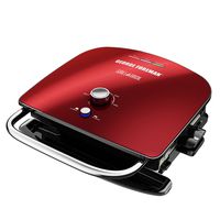 George Foreman GBR5750SRDQ Grill & Broil 7-in-1 Electric Indoor Grill, Broiler, Panini Press, and Waffle Maker, Red, Removable Plates