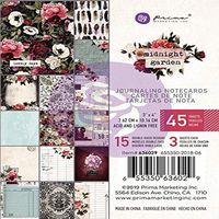 Prima Marketing 636029 Midnight Garden Journaling Cards Pad 3"X4" 45/Pkg-15, 15 Designs/3 Each