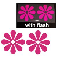 Deep Pink x2 Floral Flower 3.75" Sweet Reflective Reflector Decal Sticker Flash Night Vinyl PVC For Sport Motorbike Bike Motorcycle Bicycle Helmet Racing Car Door Window Tailgate Truck Trunk Side Rear Laptop Notebook Mac Decal Safety