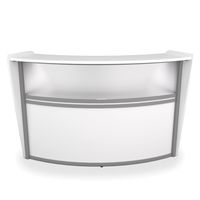 OFM Core Collection Marque Series Single Unit Curved Reception Station with Plexi Panel Accent, in White (55310-WHITE)