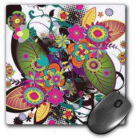 3dRose LLC 8 X 8 X 0.25 Inches Pretty Modern Colorful Funky Flowers Abstract Nature Design Mouse Pad (mp_115397_1)