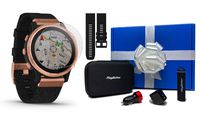 Garmin Fenix 6S Sapphire (Rose Gold with Heathered Nylon Black Band) Beat Yesterday Gift Box Bundle | +HD Screen Protectors, Extra Band, Portable Charger, Adapters & Case | Multisport Fitness Watch