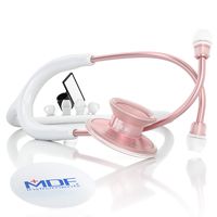 MDF Acoustica Deluxe Lightweight Dual Head Stethoscope - Free-Parts-for-Life & - Rose Gold/White (MDF747XP-RG29)