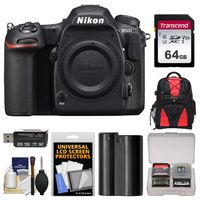 Nikon D500 Wi-Fi 4K Digital SLR Camera Body with 64GB Card + Backpack + Battery + Kit
