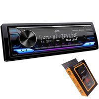 JVC KD-X370BTS Digital Media Receiver featuring Bluetooth, USB, SiriusXM, Alexa Connectivity with Magnet Phone Holder