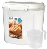 Sistema Bake IT Sugar Storage Container with Measuring Cup, 10 Cup/2 L, Clear/White
