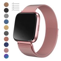 Meikeio Metal Replacement Bands Compatible for Fitbit Versa/Versa Lite Edition/Versa 2, Stainless Steel Metal Bracelet（Rose Gold, Small