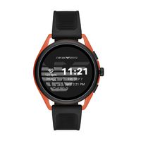 Emporio Armani Men's Smartwatch 3 Touchscreen Aluminum and Rubber Smartwatch, Black and Orange-ART5025
