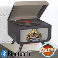 Bluetooth Entertainment Center iTrak BT5017 Retro 4-In-1 Stereo, AM/FM Radio 3 Speed Turntable, Top Loading, Bluetooth Connectivity, Dynamic Stereo Speakers