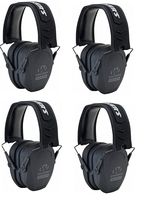 Walker's Razor Slim Passive Earmuff (Choose Your Color) Ultra Low-Profile Earcups - Shooting Hearing Protection (Black, 4-Pack)