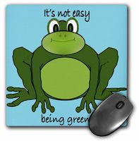 3dRose LLC 8 x 8 x 0.25 Inches Mouse Pad, Cartoon Frog Environmentalist and is not Easy Being Green (mp_40069_1)