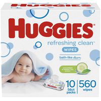 HUGGIES Refreshing Clean Baby Wipes, 10 Packs, 560 Total Wipes