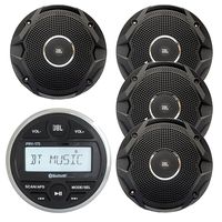 JBL PRV Marine Digital Media Receiver with Built-in Bluetooth, 4X JBL 6.5" 150 Watts Dual Cone Boat Speakers - Black