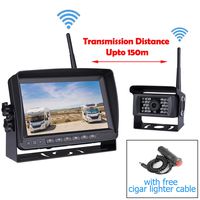 Car Digital Wireless Backup System for Truck RV Camper Vans Trailer, 7" Screen LCD Monitor + Wireless Backup Camera Transmission Distance Upto 150m, 2-Split Image, Compatible with 2 Wireless Cameras