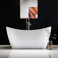 Woodbridge 59" Acrylic Freestanding Bathtub Contemporary Soaking Tub with Brushed Nickel Overflow and Drain B0016,White