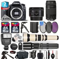 Canon EOS Rebel T5i DSLR Camera + Canon 18-55mm STM Lens + Canon 75-300mm Lens + 650-1300mm Zoom Lens + 500mm Telephoto Lens + 0.43X Wide Angle Lens + 2.2x Telephoto Lens + 2 - International Version
