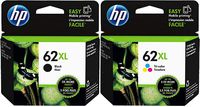 Genuine HP 62XL Black and Color Inkjet Cartridges in Retail Combo Pack