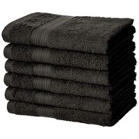 AmazonBasics Fade-Resistant Cotton Hand Towel - Pack of 6, Black