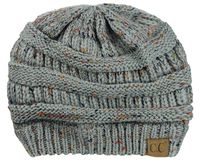 C.C Trendy Warm Chunky Soft Stretch Cable Knit Beanie Skully, Confetti Natural Gray