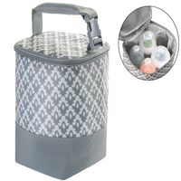 Insulated Baby Bottle Bag for Daycare - MBJERRY Size Upgrade Breastmilk Cooler Bag Baby Bottle Tote Bags, Easily Attaches to Stroller(Gray,Fits up to 4 Large 8 Oz. Bottles)