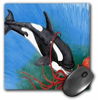 3dRose LLC 8 x 8 x 0.25 Inches Mouse Pad, Illustration of A Killer Whale Attacking an Octopus - (mp_171377_1)