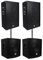 (2) Rockville RSG15 15 3000w Passive DJ/Pro Audio PA Speaker+(2) 15" Subwoofers
