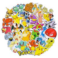 Pikachu Stickers for Water Bottles [50pcs], Pokémon Animal Cartoon Sticker for Laptop Bike Car Guitar Motorcycle Bumper Luggage Skateboard Graffiti, Cute Anime Monsters Decals, Best Gift for Kids Teen