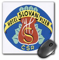 Vintage Hotel Slovan Plzen Czech Republic Luggage Label - Mouse Pad, 8 by 8 inches (mp_129893_1)