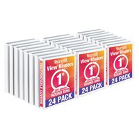 Samsill Economy 3 Ring View Binders, 1 Inch Round Ring, Customizable Clear View Cover, White, Bulk Binders - 24 Pack