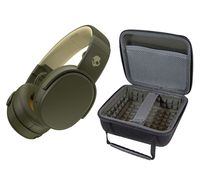 Skullcandy Crusher Foldable Noise Isolating Over-Ear Wireless Bluetooth Immersive Headphone Bundle with Portable Hardshell Case - Moss
