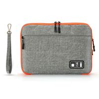 Jelly Comb Tablet Bag, Double Layer Electronics Organizer for 10.1-11 inch (25.6-27.96 cm) Tablets, Cables, Mobile Phone, Powerbank and Electronics Accessories, Orange and Gray