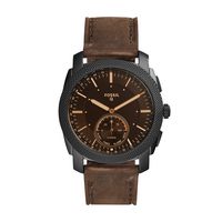 Fossil Q Men's Q Machine Hybrid Stainless Steel Watch with Leather Calfskin Strap, Brown, 24 (Model: FTW1163)