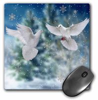 3dRose LLC 8 X 8 X 0.25 Inches Beautiful White Doves with Snowflakes and Pine Trees Mouse Pad (mp_97836_1)
