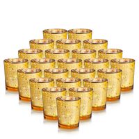 24-Pack Gold Votive Candle Holders Bulk, Speckled Mercury Tealight Candle Holders Perfect Centerpieces for Home Table , Wedding Prom, Party - 2.67" (H)