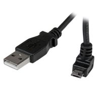 StarTech.com 2m Micro USB Cable Cord - A to Up Angle Micro B - Up Angled Micro USB Cable - 1x USB A (M), 1x USB Micro B (M) - Black (USBAUB2MU)