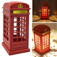 Vintage London Telephone Booth Designed USB Charging LED Night Lamp Touch Sensor Table Desk Light Touch Panel Power-Saving Light